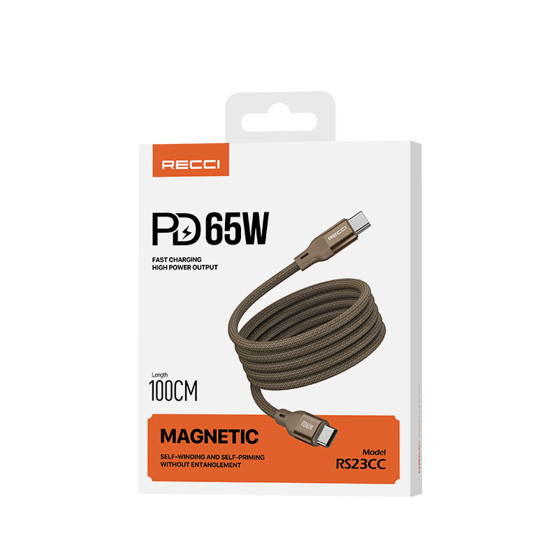Recci RS23CC Magnetic Serisi Type-C to Type-C PD 65W Hızlı Şarj Özellikli Data ve Şarj Kablosu 1M Recci RS23CC Magnetic Serisi Type-C to Type-C PD 65W Hızlı Şarj Özellikli Data ve Şarj Kablosu 1M